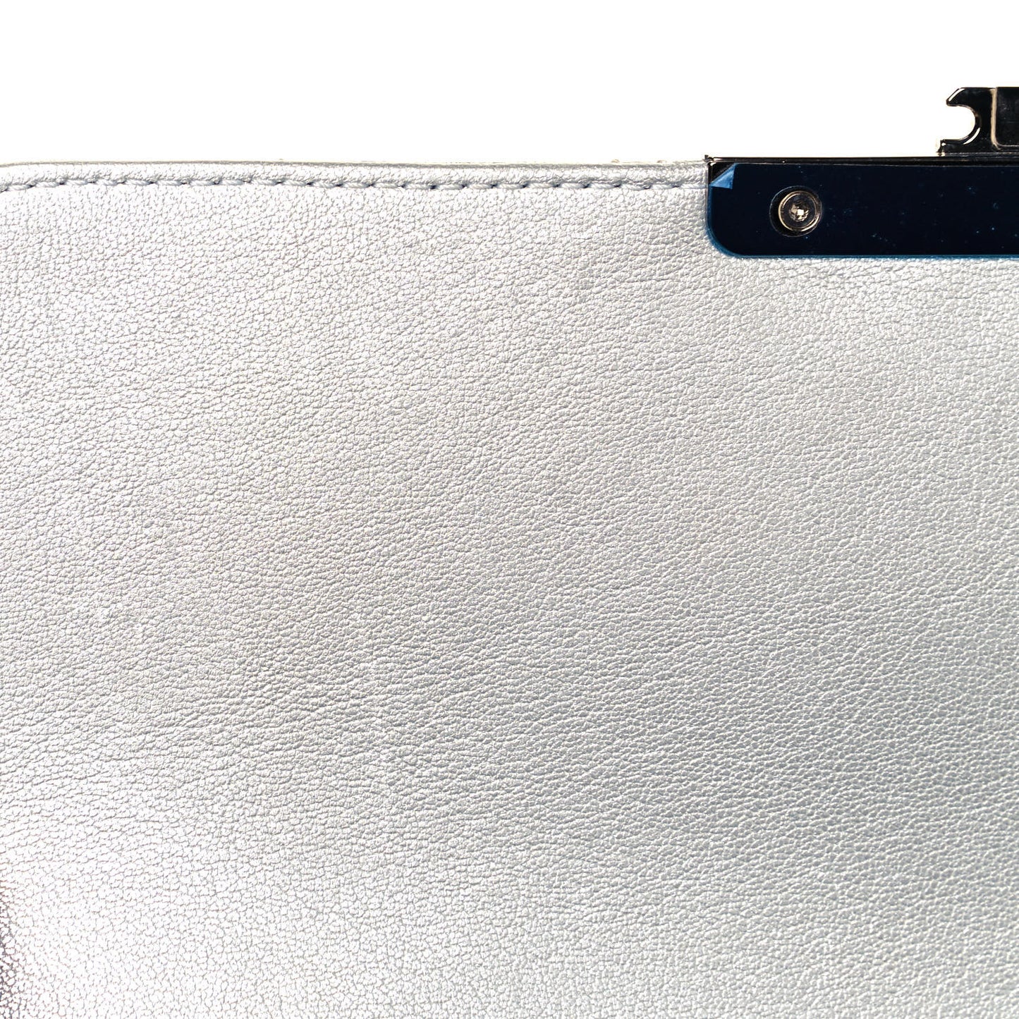 Metallic Sheepskin Quilted Beauty Lock Flap Silver