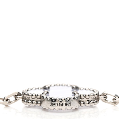 Van Cleef & Arpels 18K White Gold Chalcedony 5 Motifs Vintage Alhambra Bracelet 3 of 4