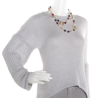 Chanel Beaded Pearl CC Long Strand Necklace Blue Red Gold 2 of 5