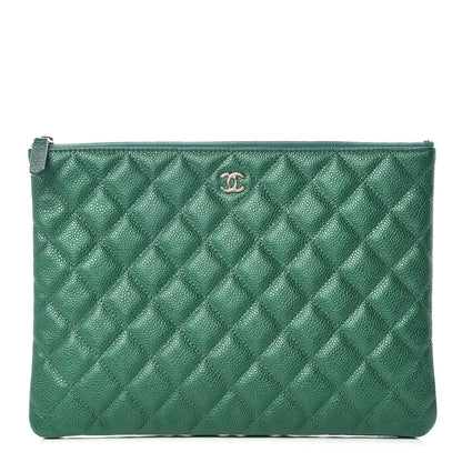 Chanel Metallic Caviar Quilted Medium Cosmetic Case Green 1 of 8