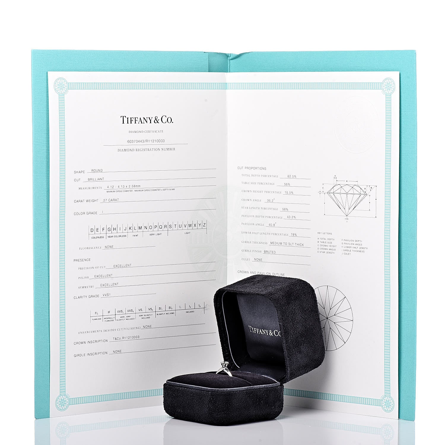 Tiffany Platinum Diamond .27ct Solitaire Engagement Ring 46 3.75 7 of 7