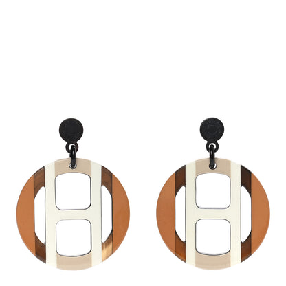 Hermes Lacquered Horn H Equipe Earrings Sable 1 of 6