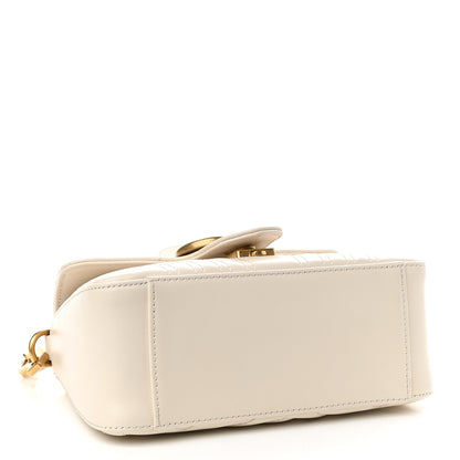 Gucci Calfskin Matelasse Mini GG Marmont Top Handle Shoulder Bag White 4 of 9