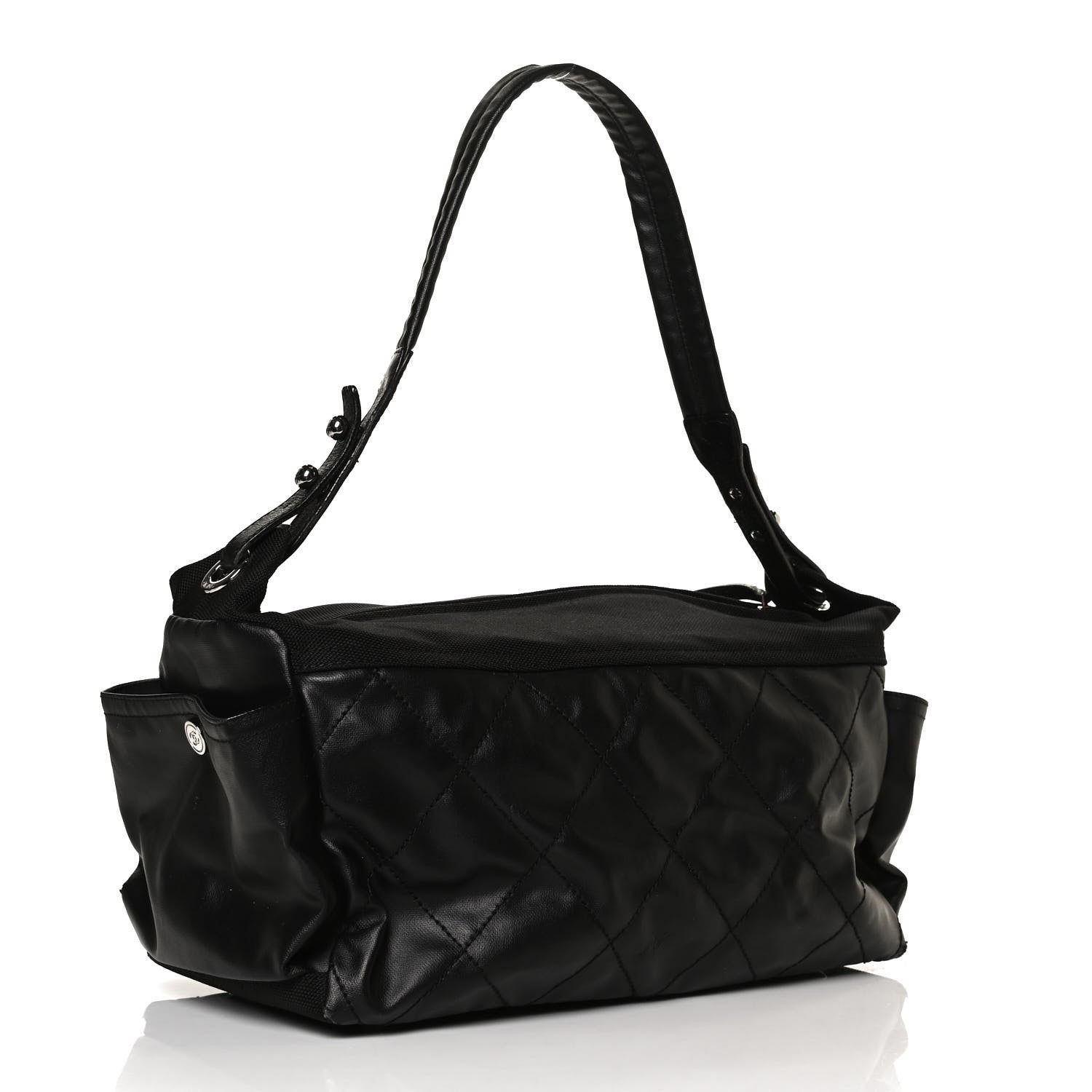 Chanel Coated Canvas Paris Biarritz Hobo Black 3 of 12