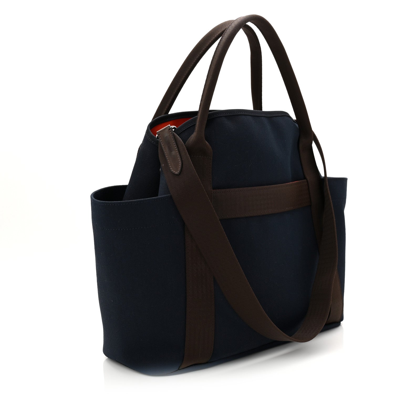 Hermes Toile Sac De Pansage Groom Bleu Navy Feu 4 of 12