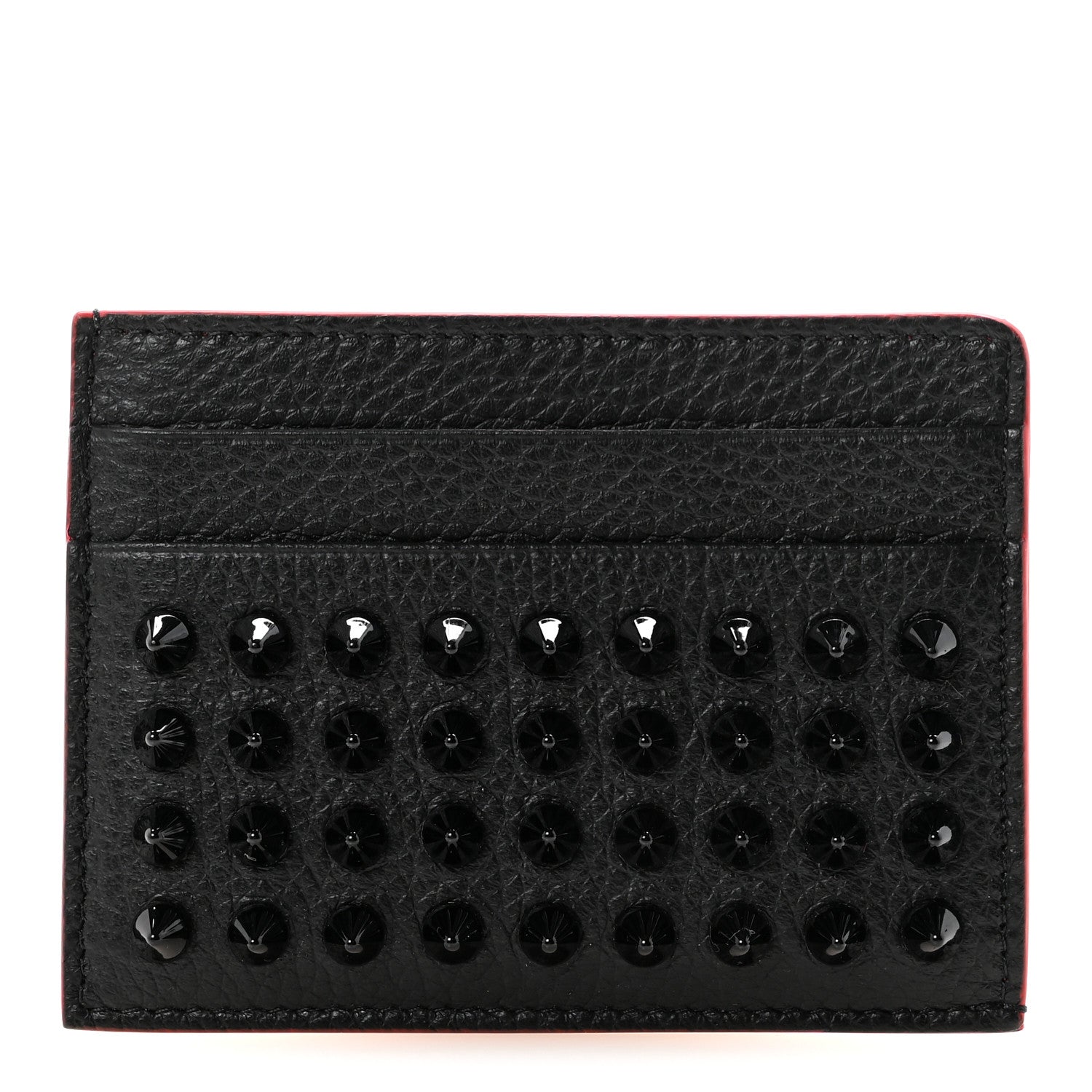 Christian Louboutin Calfskin Paris Spikes Kios Card Holder Black