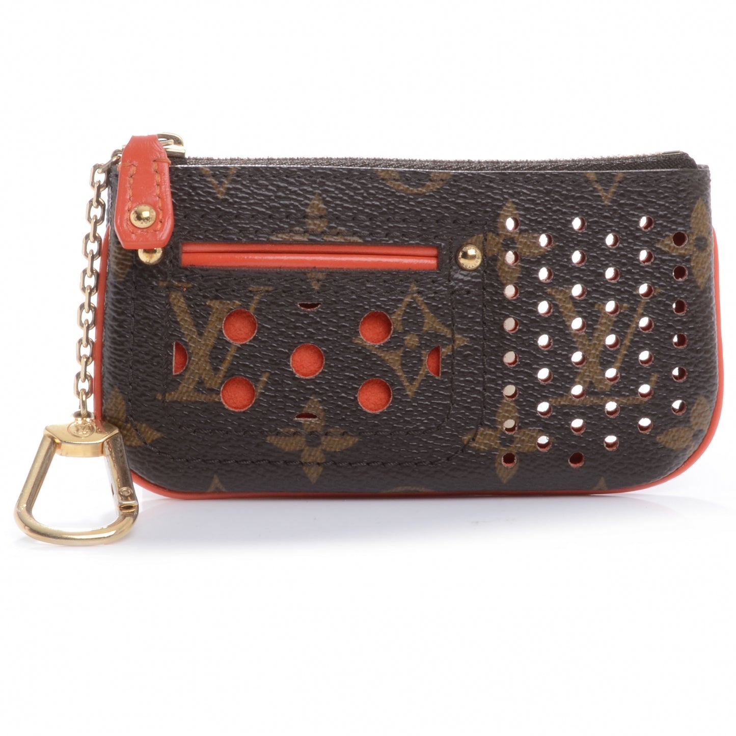 Monogram Perforated Key Pouch Orange