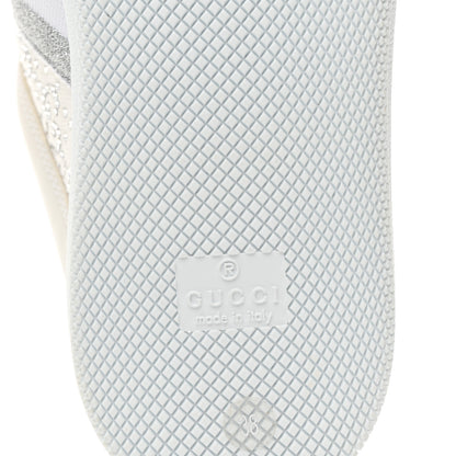 Gucci Calfskin GG Supreme Crystals Web Screener Sneakers 38 White Silver 7 of 9