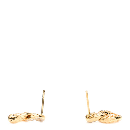 David Yurman 18K Yellow Gold Diamond Extra Small Belmont Curb Link Drop Earrings 3 of 4