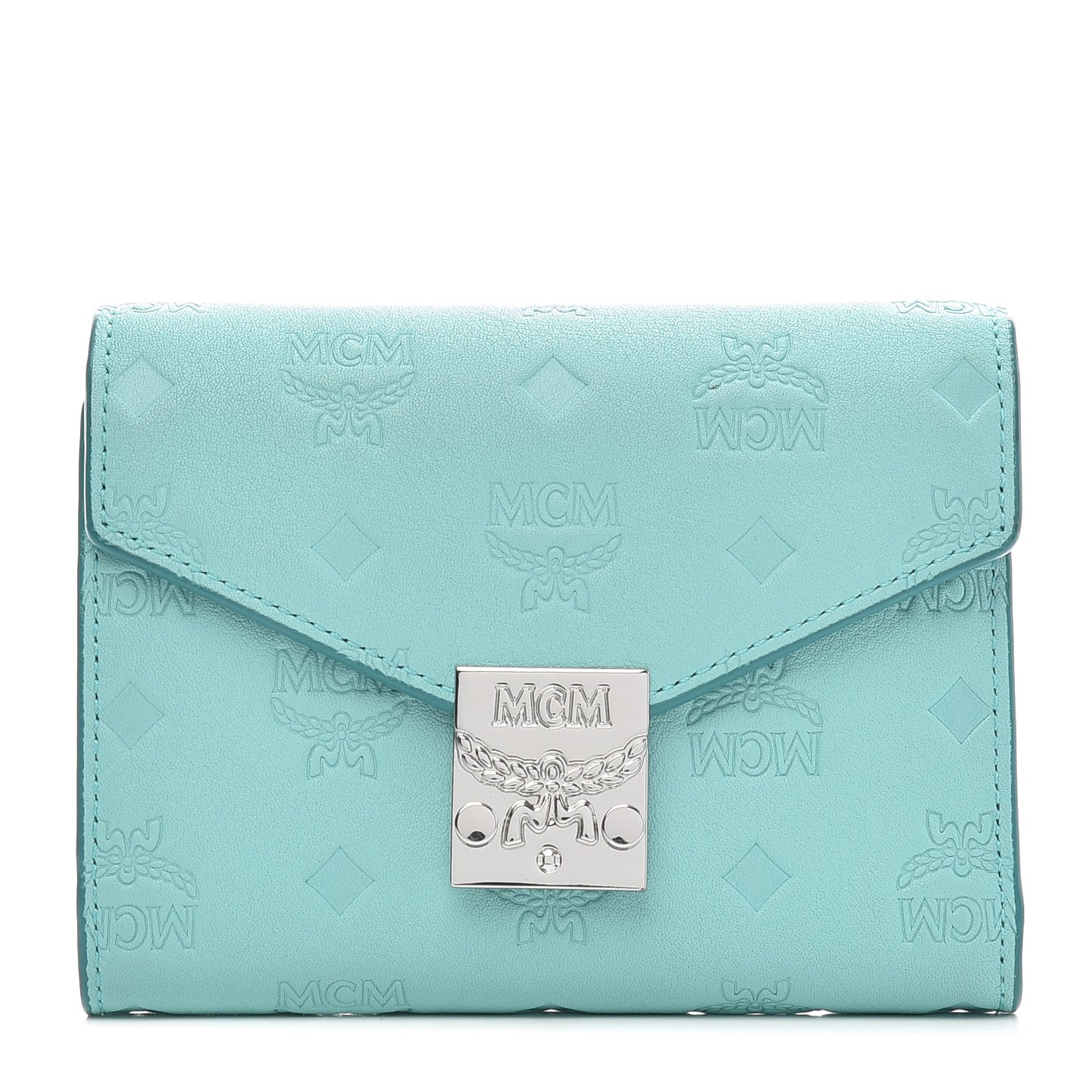Calfskin Ottomar Monogram Tri-Fold Wallet Pool Blue