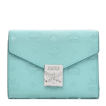 MCM Calfskin Ottomar Monogram Tri-Fold Wallet Pool Blue 1 of 7
