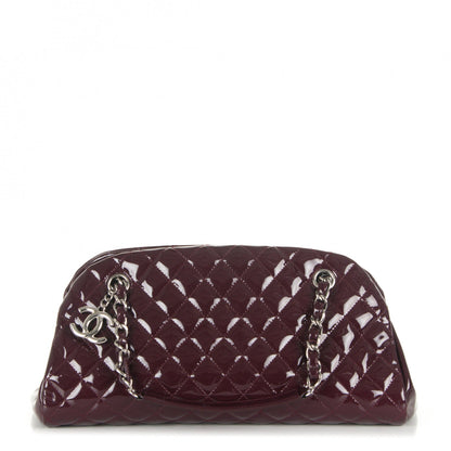 Chanel Patent Quilted Medium Just Mademoiselle Bowling Bag Burgundy 1 of 7