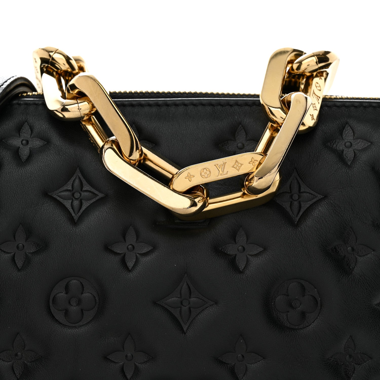 Louis Vuitton Lambskin Embossed Monogram Coussin BB Black 7 of 9