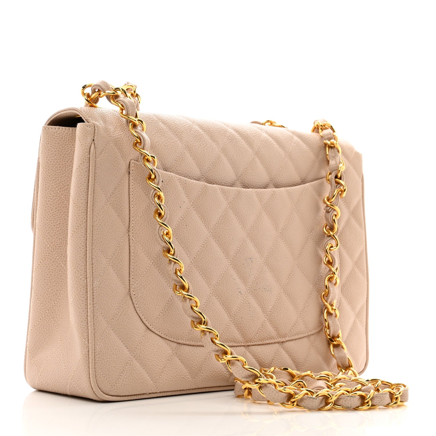Chanel Caviar Quilted Jumbo Single Flap Beige 3 of 14