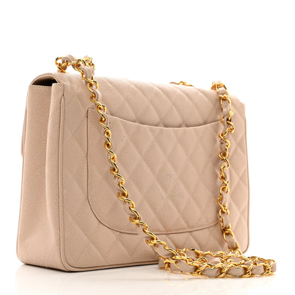 Chanel Caviar Quilted Jumbo Single Flap Beige 3 of 14