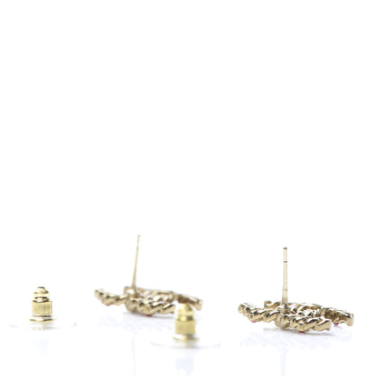Chanel Pearl Crystal Chain Link CC Earrings Gold Red Pink Yellow 3 of 5