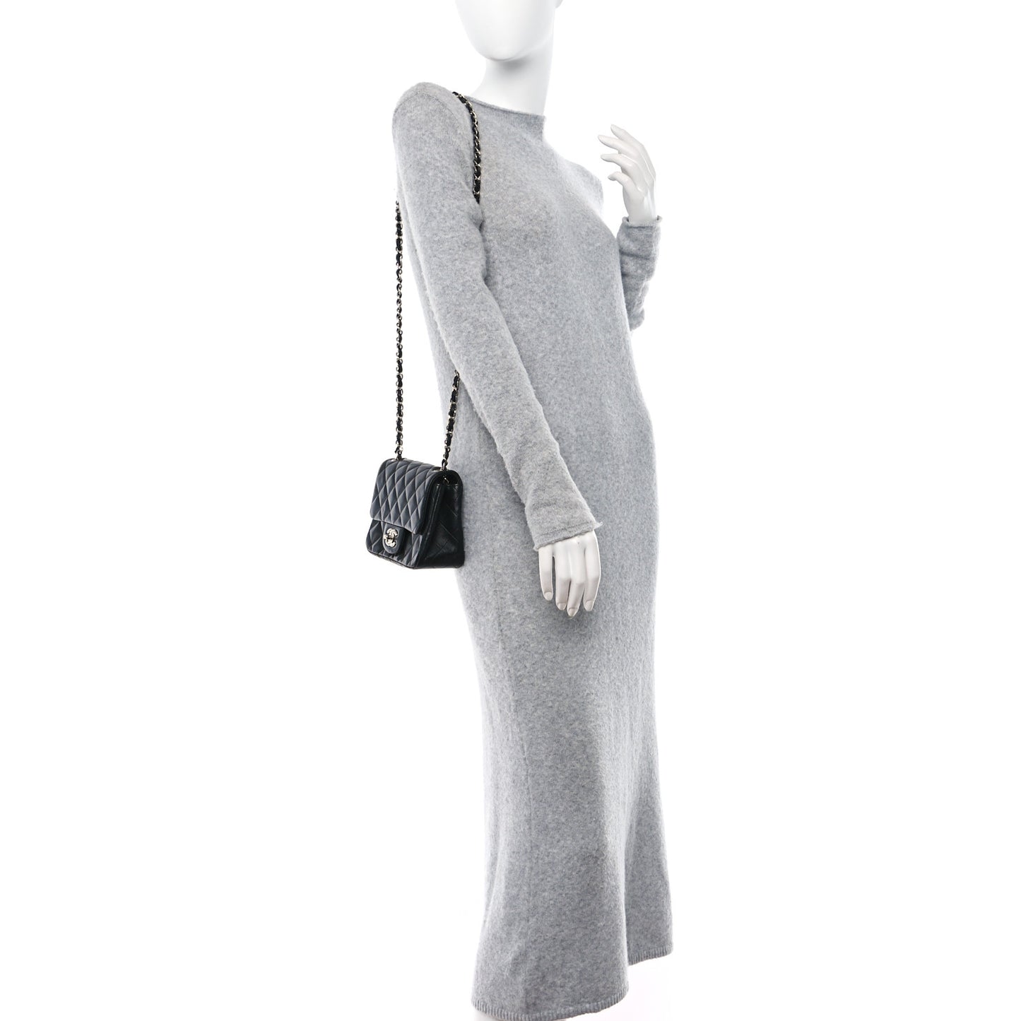 Lambskin Quilted Mini Square Flap Black