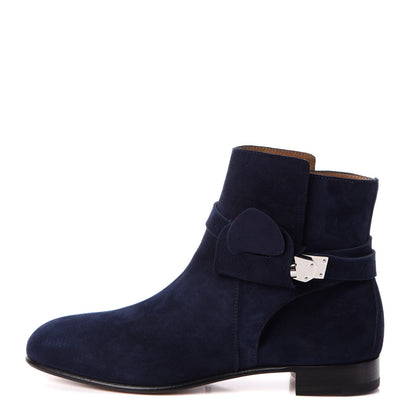 Hermes Suede Calfskin Neo Ankle Boots 36 Marine 1 of 7