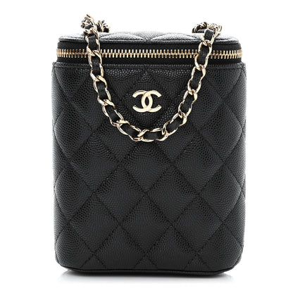 Chanel Caviar Quilted Small Vertical Coco Beauty Vanity Case With Chain Black 1 of 11