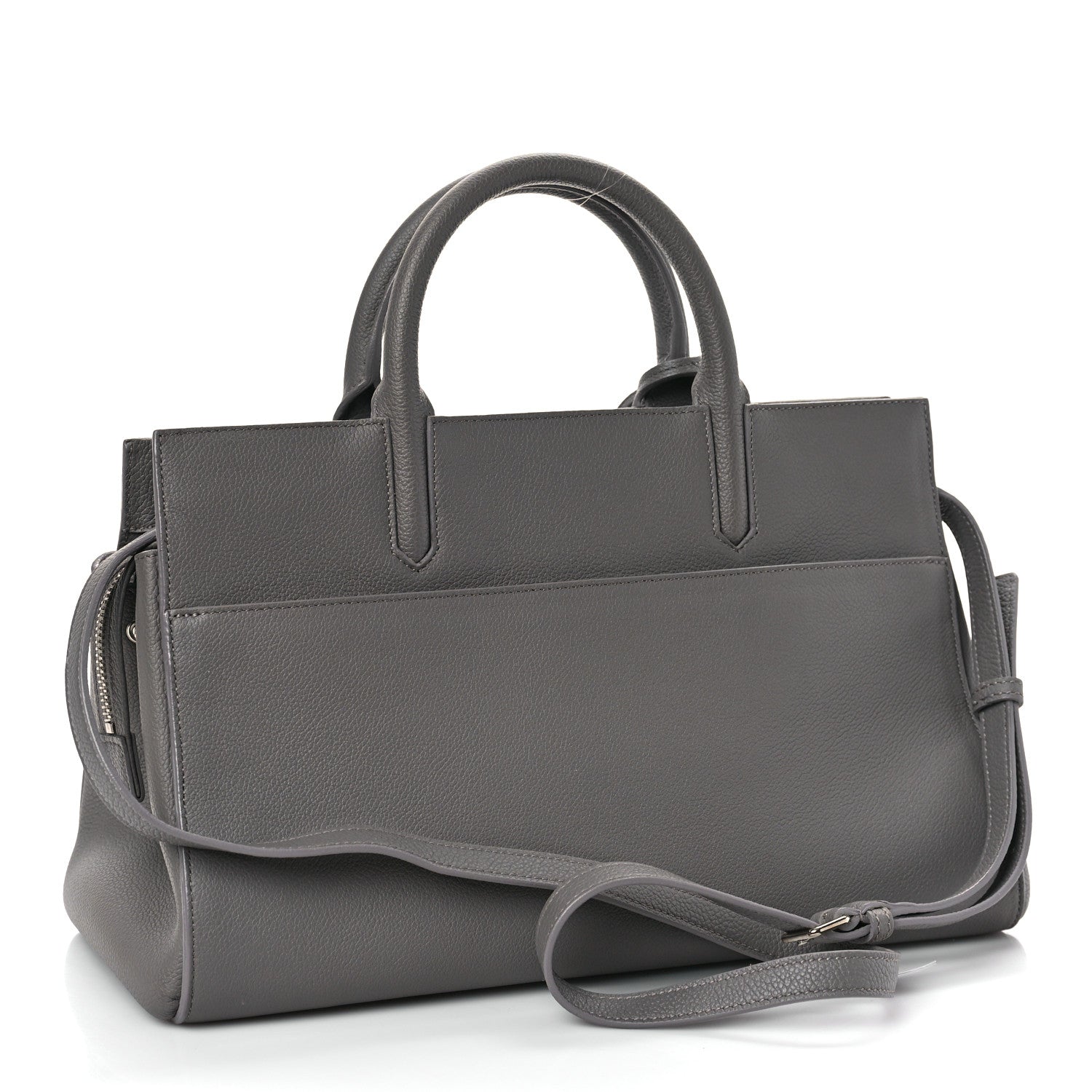 Saint Laurent Grained Calfskin Small Cabas Rive Gauche Fog 3 of 8