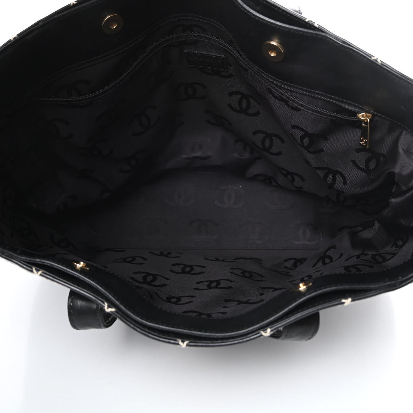 Calfskin Wild Stitch Large Tote Black