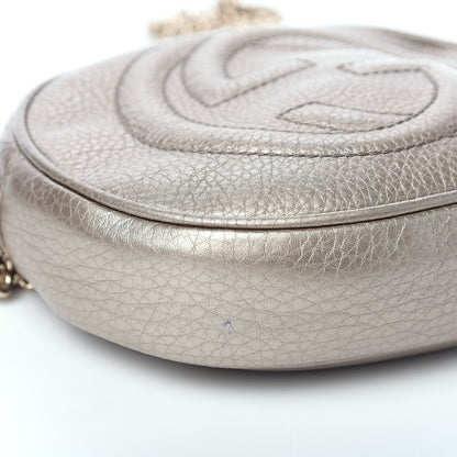Gucci Metallic Pebbled Calfskin Mini Soho Chain Bag Golden Beige 7 of 11
