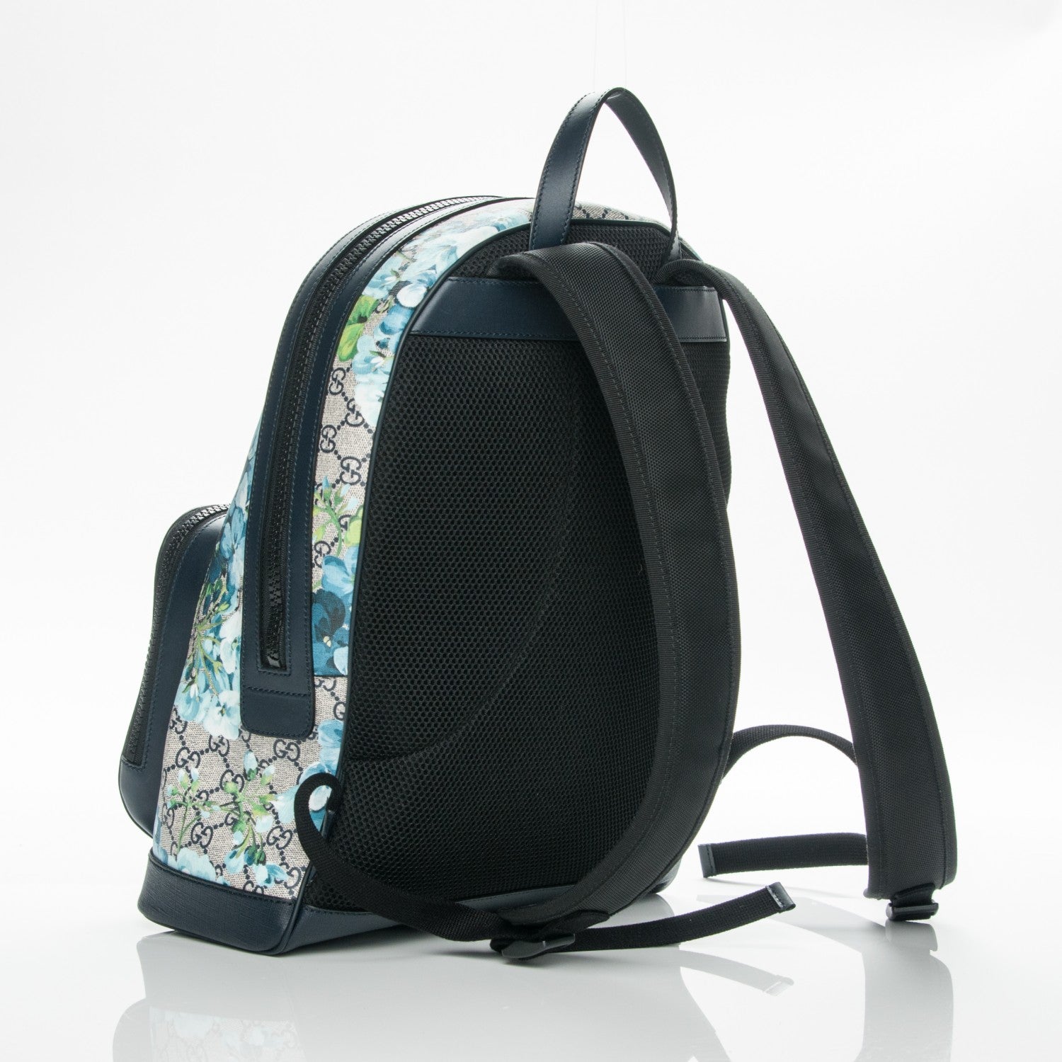 Gucci GG Supreme Monogram Blooms Medium Day Backpack Beige Blue Navy 3 of 7