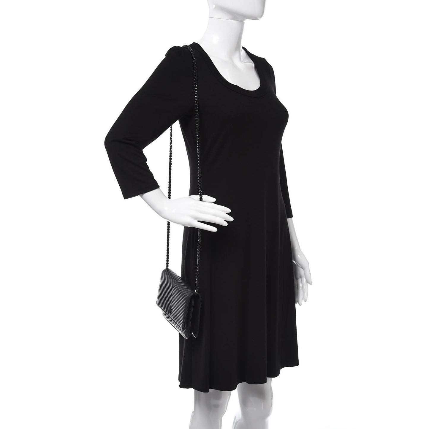 Lambskin Chevron Quilted Wallet On Chain WOC So Black