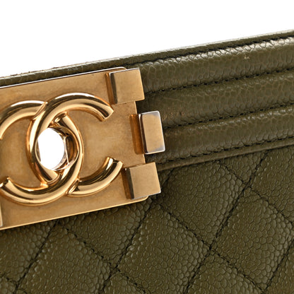 Chanel Caviar Quilted Medium Boy Flap Green 15 of 16