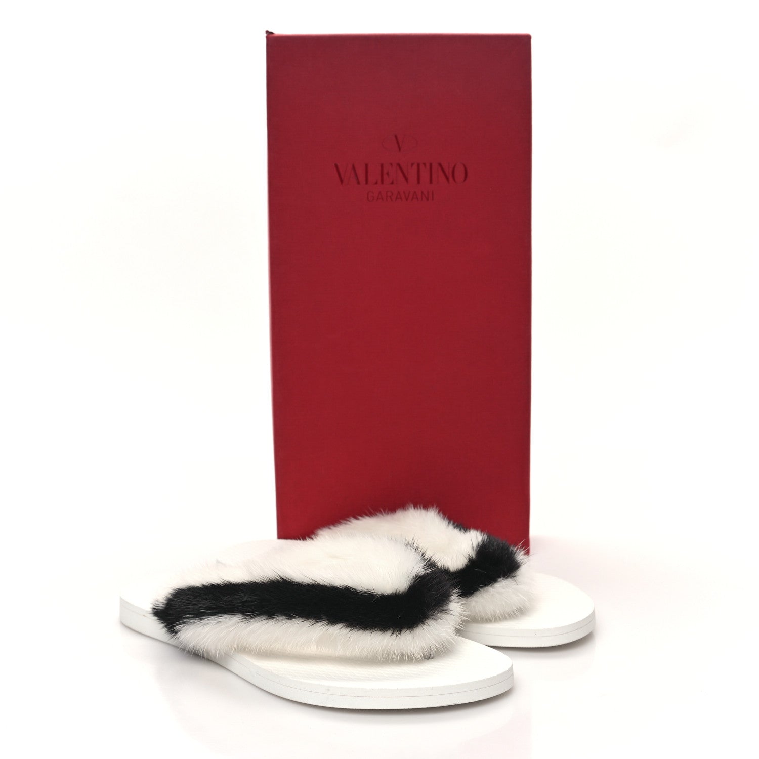 Valentino Garavani Mink Fur Thong Sandals 35 White Black 8 of 8