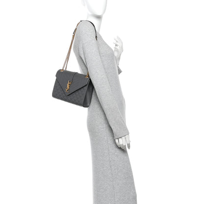 Saint Laurent Grain De Poudre Textured Mixed Matelasse Triquilt Medium Monogram Satchel Pebble 2 of 11