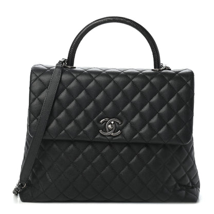 Chanel Caviar Lizard Quilted Large Coco Handle Flap Black 1 of 9