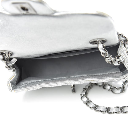 Chanel Metallic Lambskin Perforated Mini Rectangular Flap Silver 5 of 13