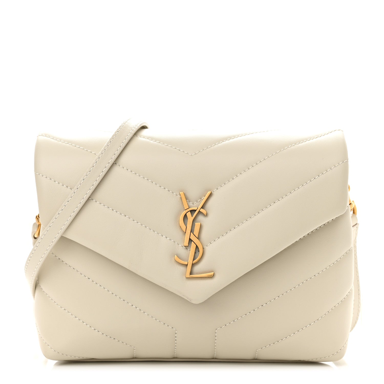 Saint Laurent Calfskin Y Quilted Monogram Toy Loulou Crossbody Bag Blanc VIntage 1 of 11