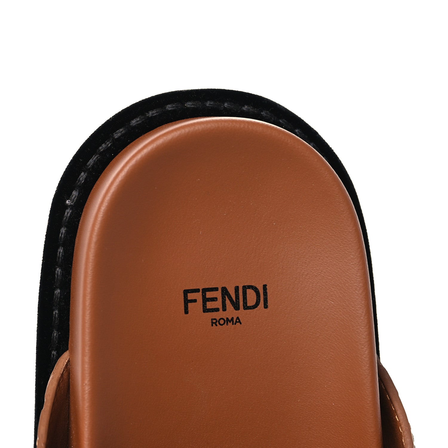 Fendi Calfskin FF Embossed Pearland Slide Sandals 39 Tobacco Moro 7 of 7
