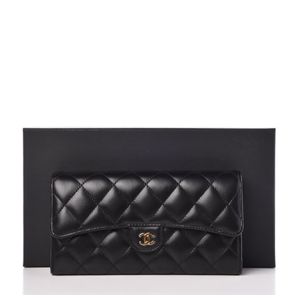 Chanel Lambskin Quilted Large Gusset Flap Wallet Black 9 of 9