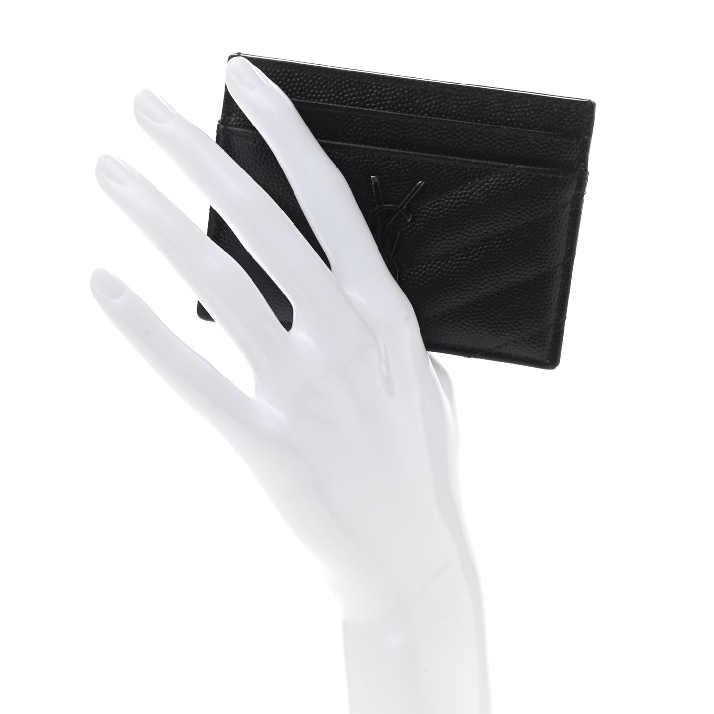 Grain De Poudre Matelasse Chevron Monogram Credit Card Case Black