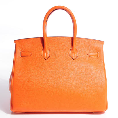 Hermes Taurillon Clemence Birkin 35 Feu Orange 6 of 29