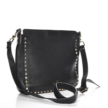 Valentino Garavani Pebbled Calfskin Small Rockstud Flip-Lock Messenger Bag Black 3 of 7