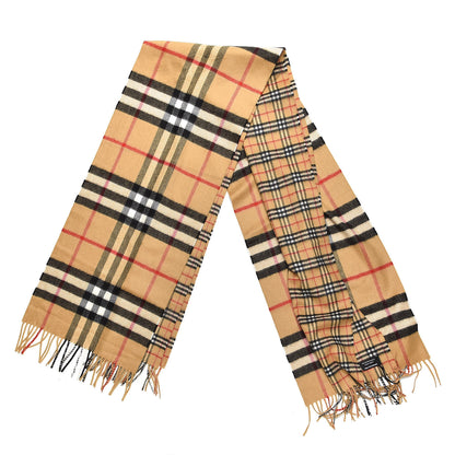 Burberry X Gosha Cashmere Giant Check Fringe Double Scarf Antique Yellow 3 of 5