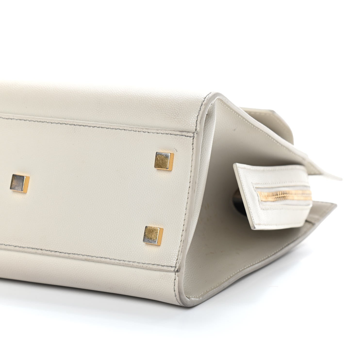 Saint Laurent Shiny Calfskin Small Uptown Tote Crema Soft 9 of 11