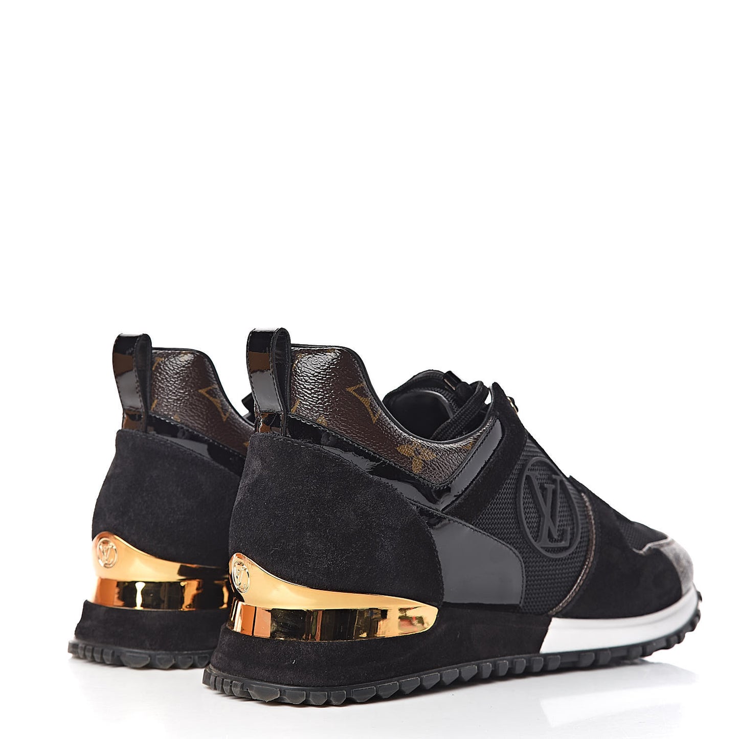 Suede Monogram Run Away Sneakers 39 Black
