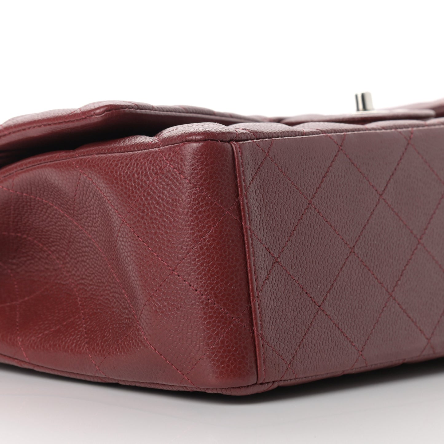 Caviar Quilted Maxi Double Flap Dark Red