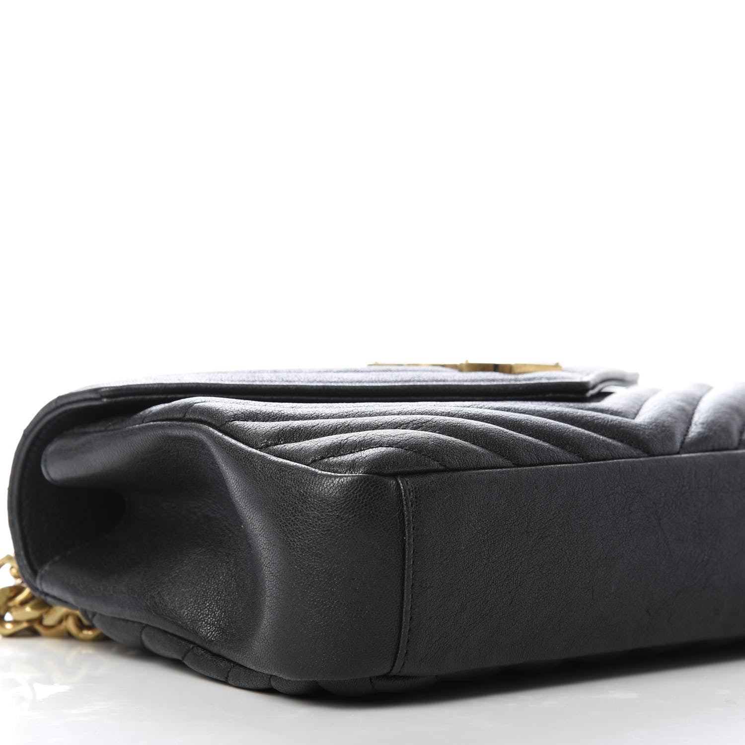 Saint Laurent Sheepskin Matelasse Chevron Monogram Medium College Bag Black 6 of 9