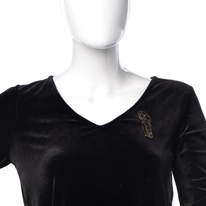 Chanel Crystal CC Key Brooch Black Gold 2 of 5