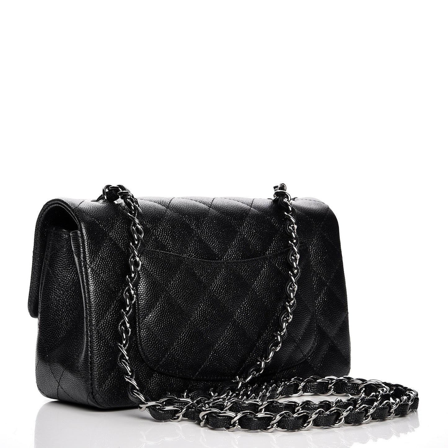 Iridescent Caviar Quilted Mini Rectangular Flap Black