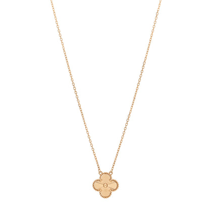 Van Cleef & Arpels 18K Yellow Gold Guilloche Vintage Alhambra Pendant Necklace 1 of 6