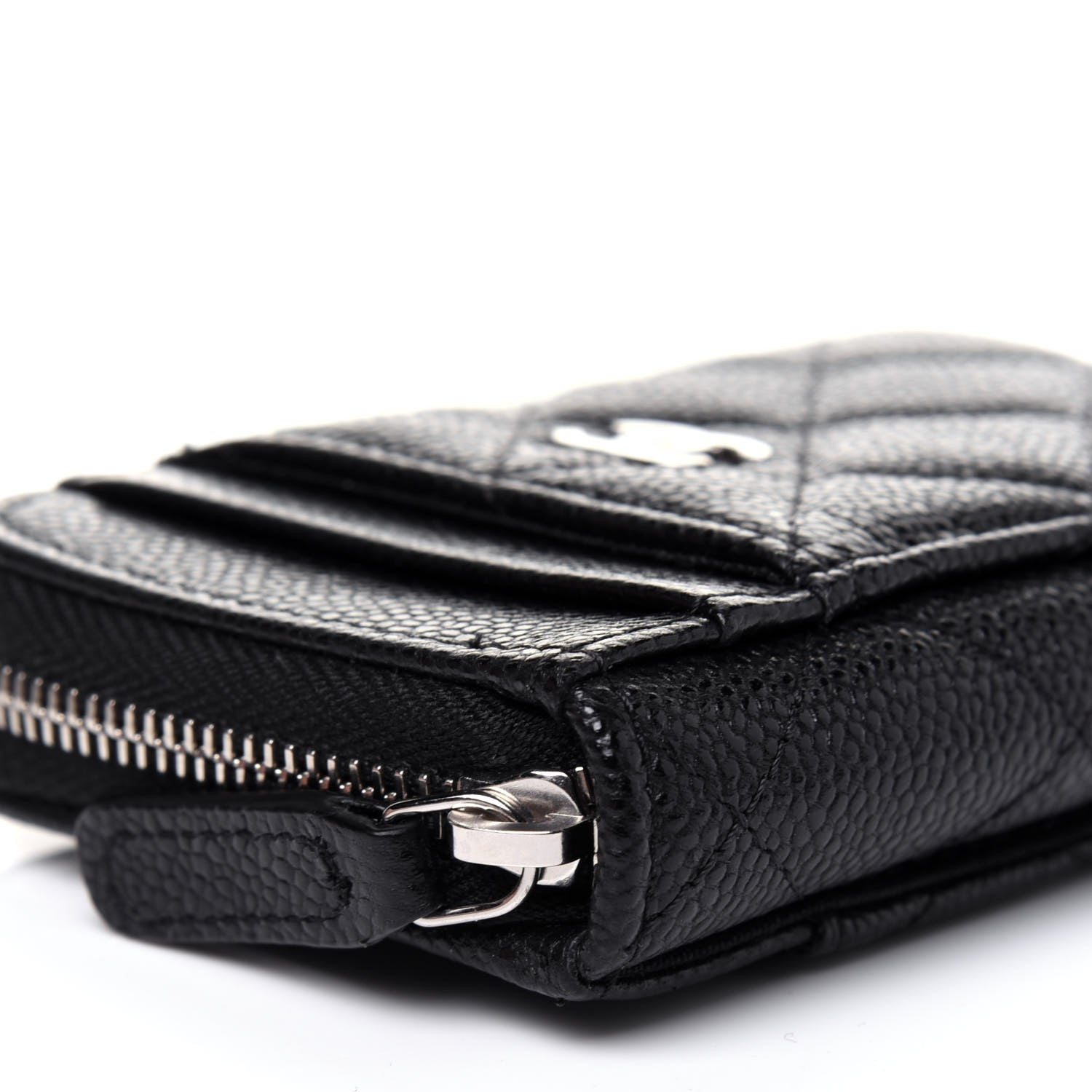 Chanel Caviar Quilted Zip Card Holder Black 11 of 13