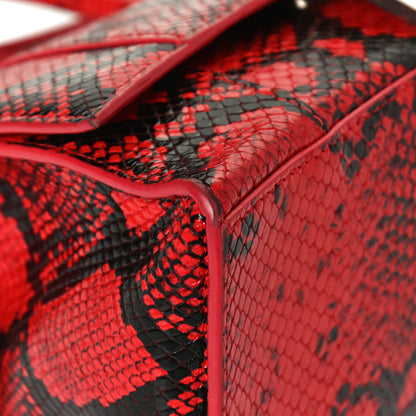 Balenciaga Shiny Calfskin Python Effect Small Hourglass Top Handle Bag Red 11 of 14