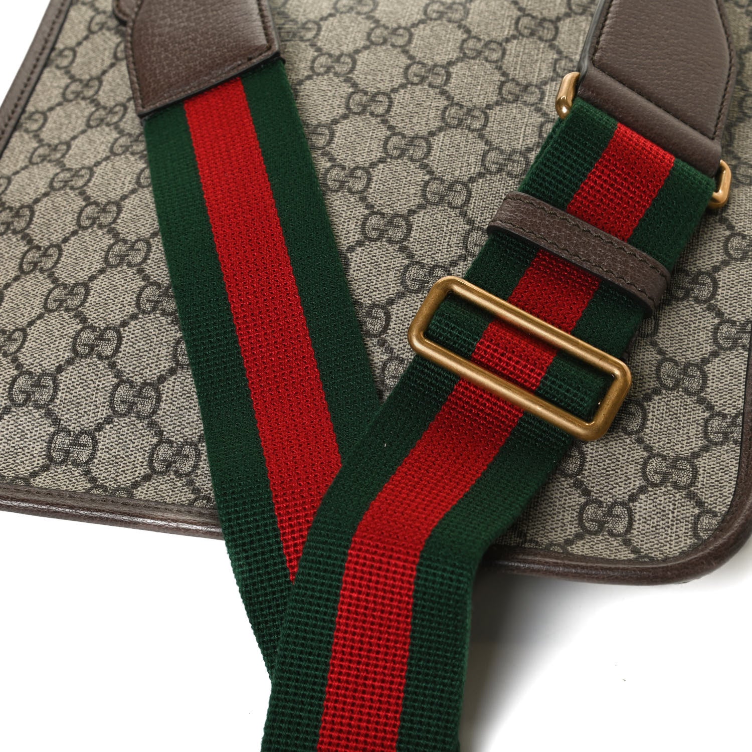 Gucci GG Supreme Monogram Web Medium Neo Vintage Flap Messenger Bag Beige New Acero 12 of 13